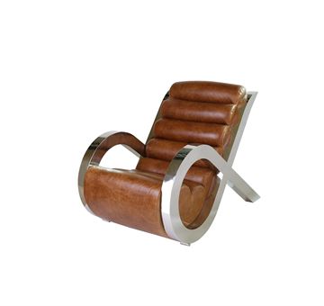 Vilstol Läder/Stainless Art deko chair Cuba Brown.